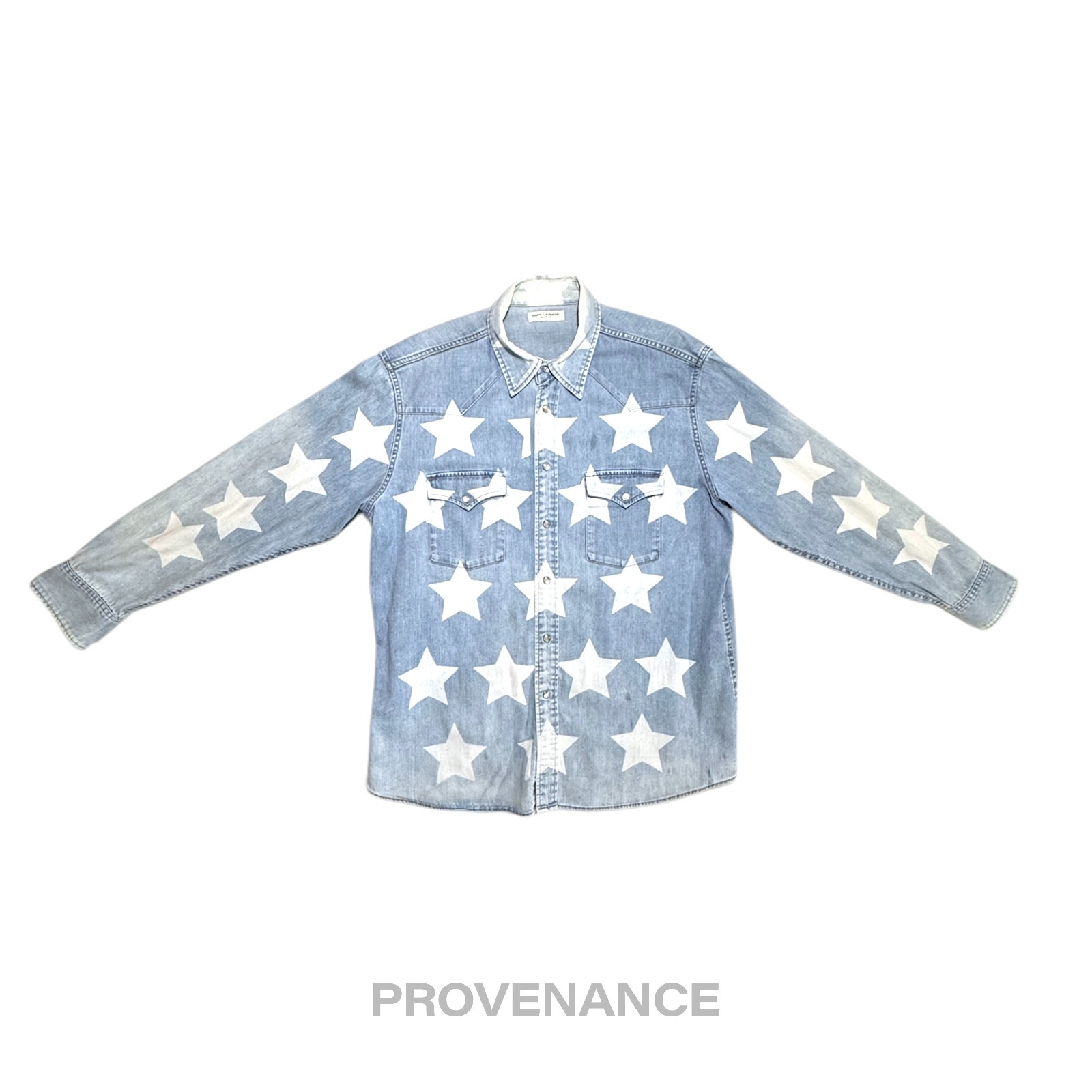 Saint Laurent Paris Slp Western Denim Shirt - Stars S